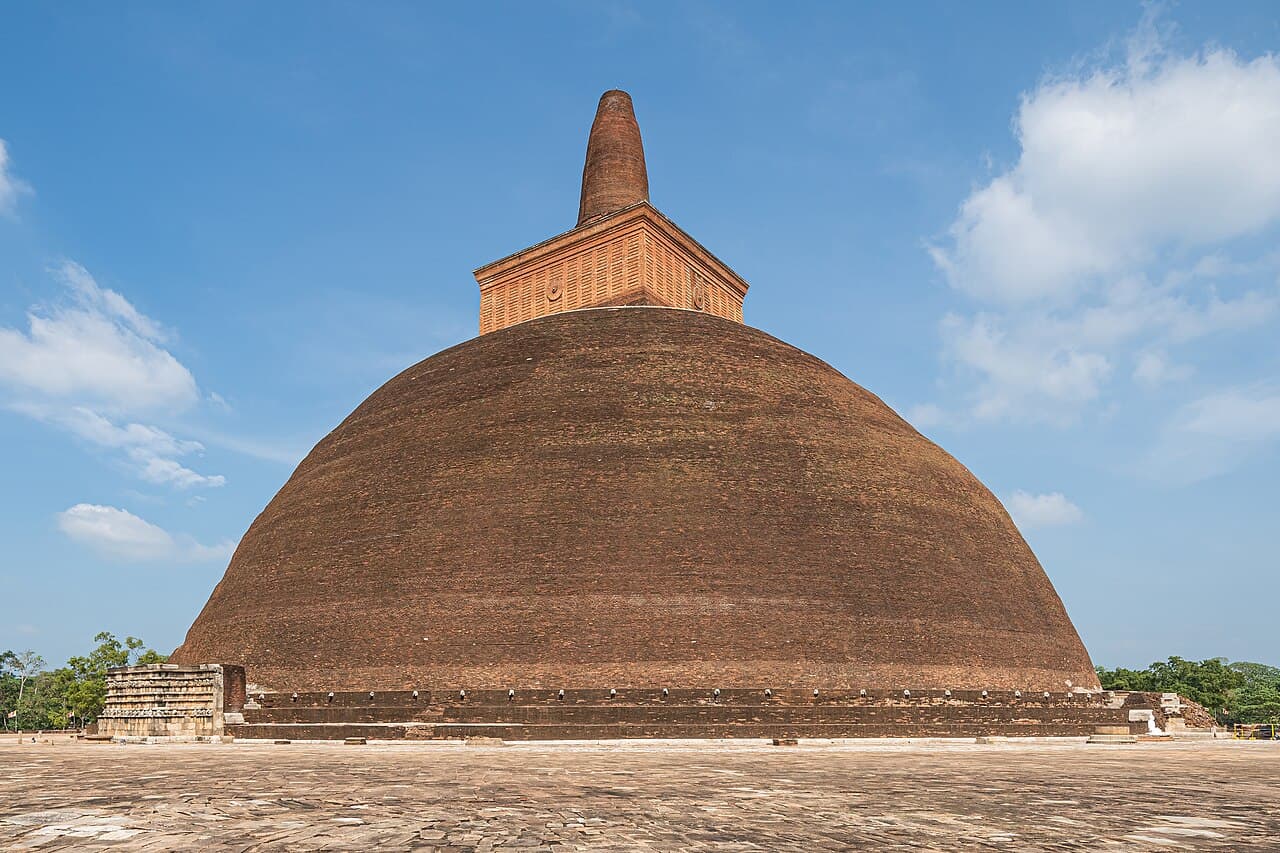 The restored brick dome of the Abhayagiri stupa, Anuradhapura