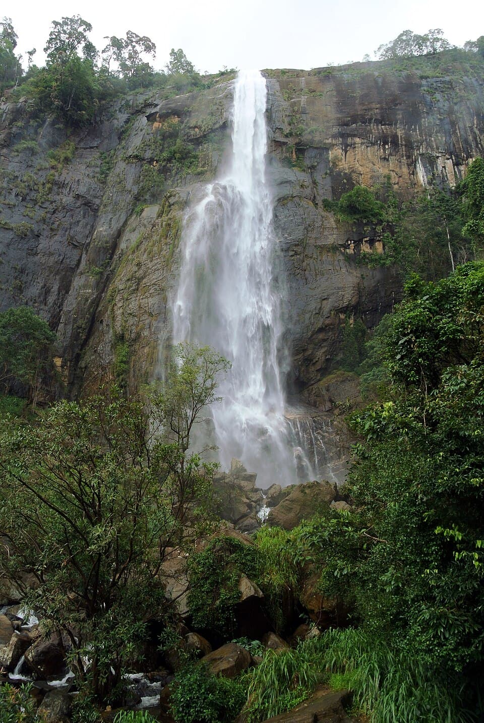 Diyaluma Falls, a 220-meter waterfall near Koslanda