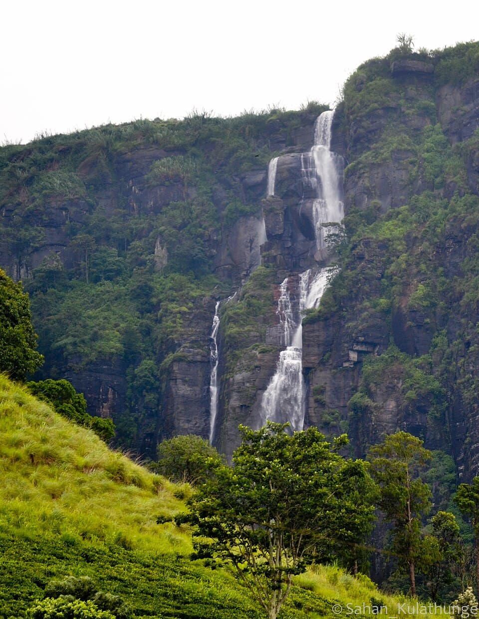 Garandi Ella dropping in stages down a cliff face near Ramboda