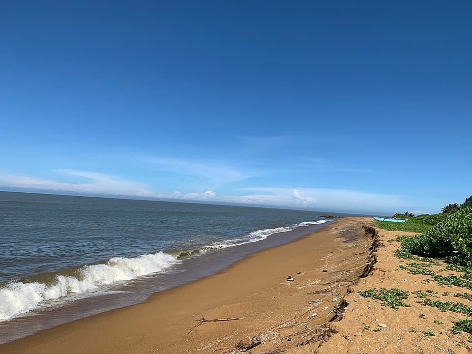 Calido Beach, the sand spit at the Kalu Ganga mouth in Kalutara