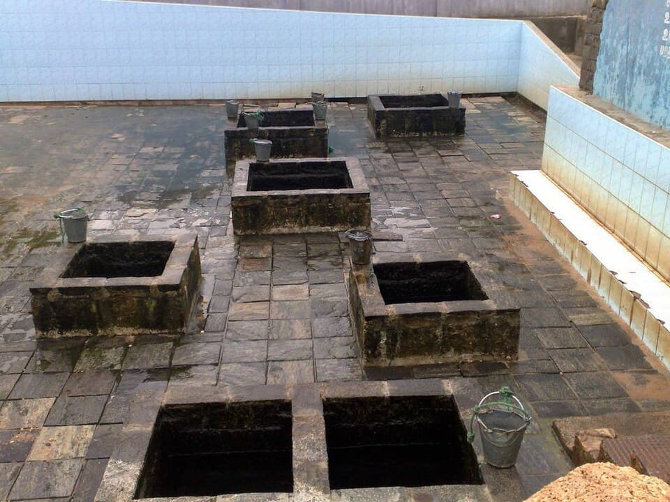 The seven square stone wells of the Kanniya hot springs near Trincomalee