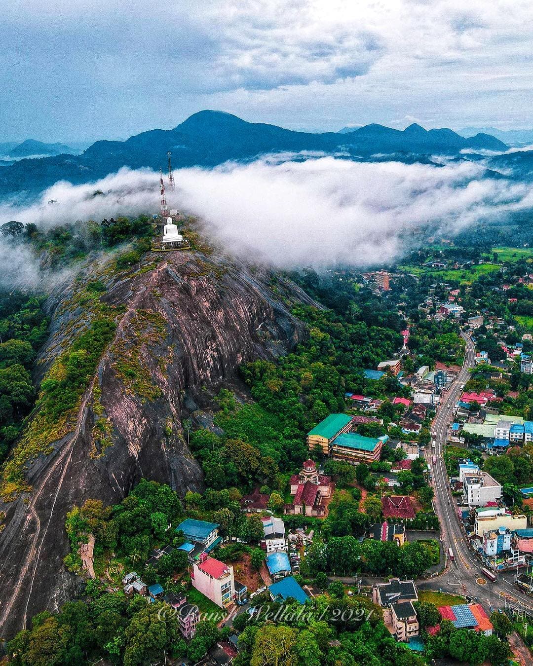 Ethagala rock formation in Kurunegala, featuring ancient temples