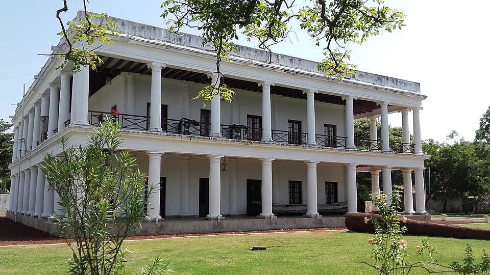 The colonnaded 17th-century building of the Maritime and Naval History Museum in Trincomalee