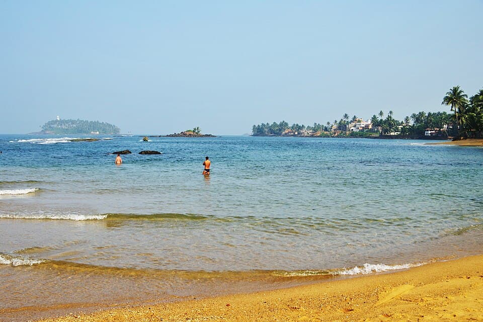 Moragalla Beach at Beruwala, with Barberyn Island and its lighthouse offshore