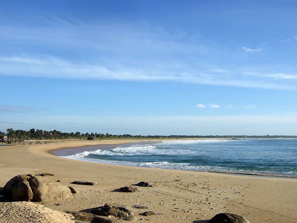 Pottuvil Point, the right-hand point break north of Arugam Bay