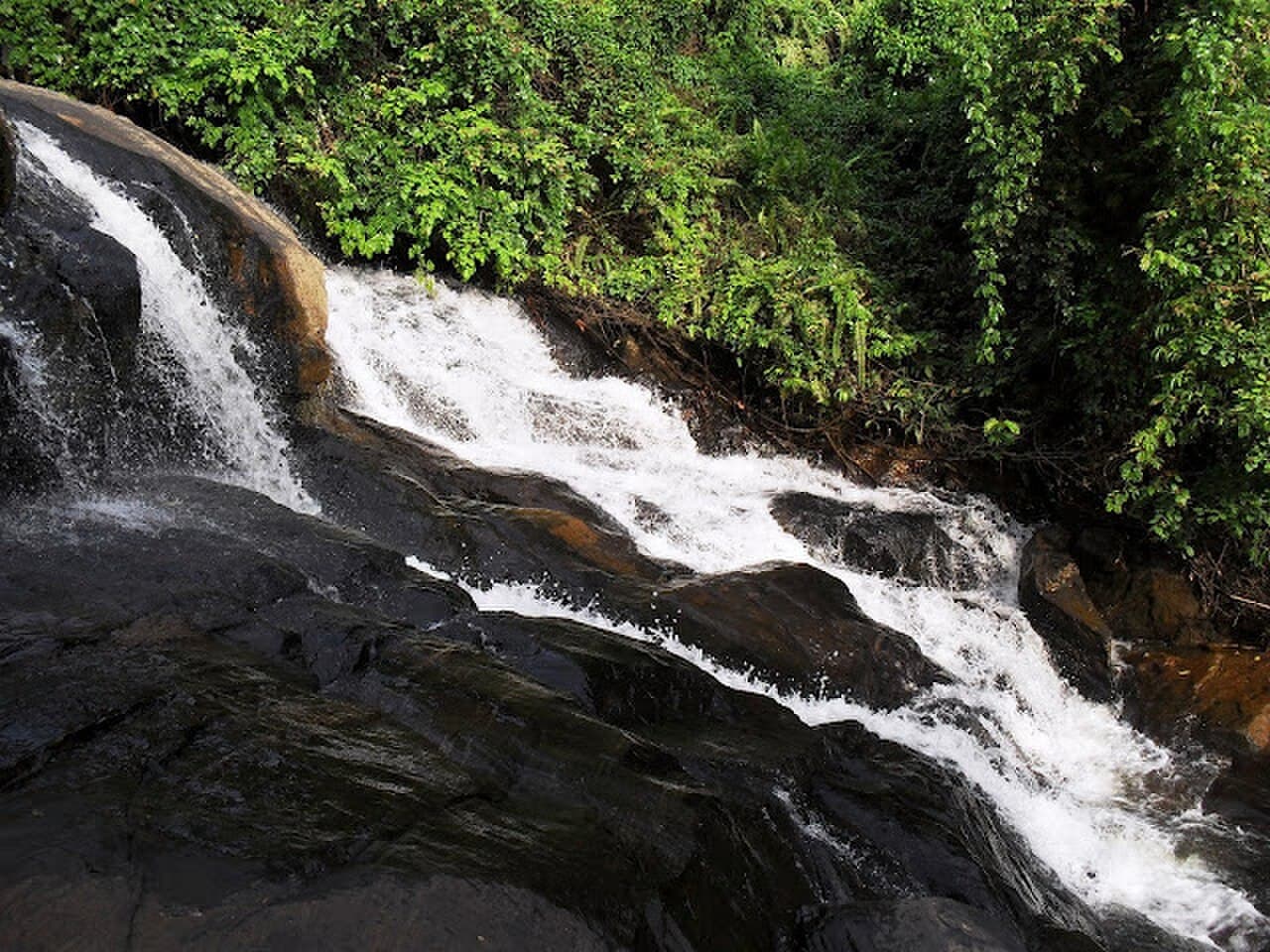 The low rocky cascade of Thudugala Ella near Dodangoda, Kalutara