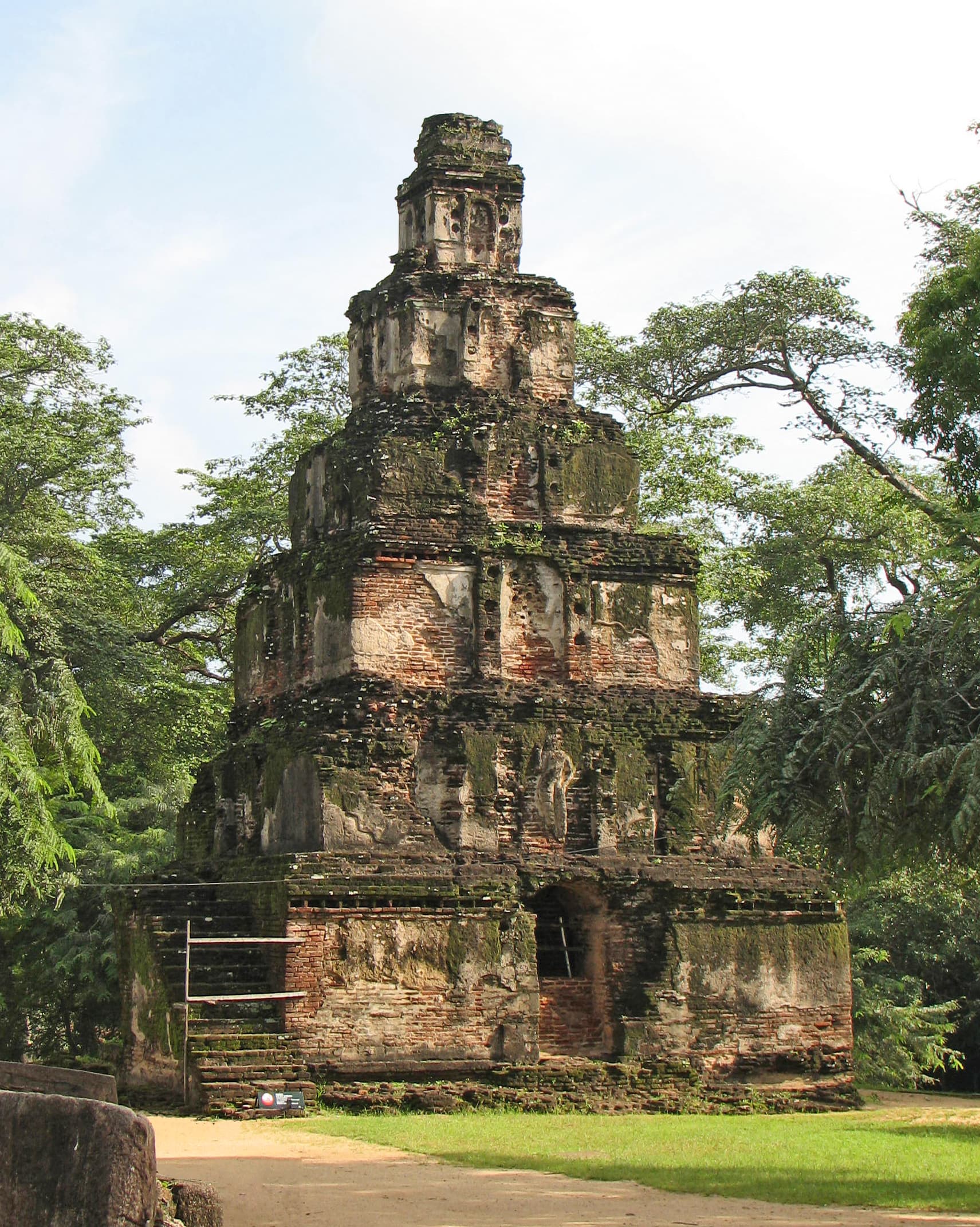 Satmahal Prasada, the stepped brick tower in Polonnaruwa's Quadrangle