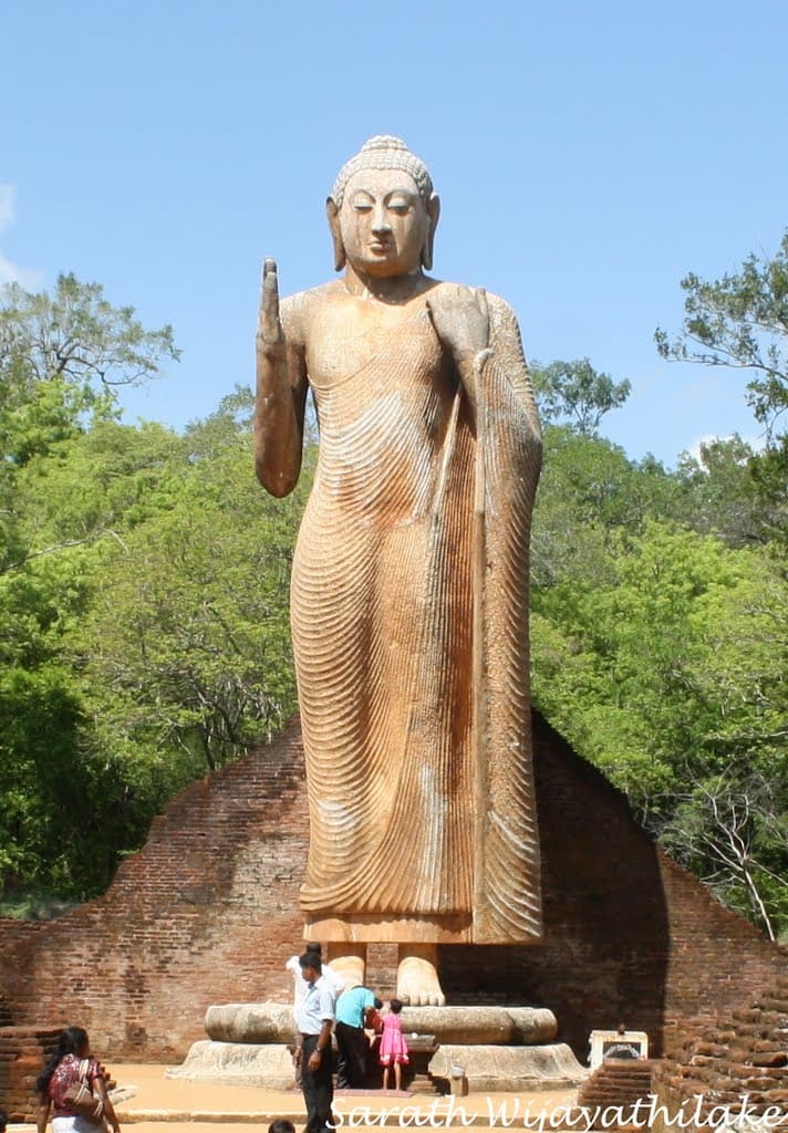 The restored standing Buddha statue at Maligawila