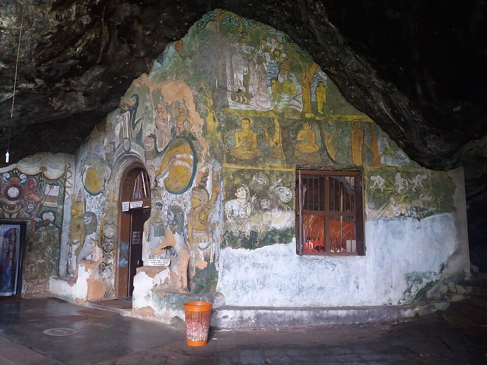 The wide entrance of Batatota Cave near Kuruwita, with its shrine inside