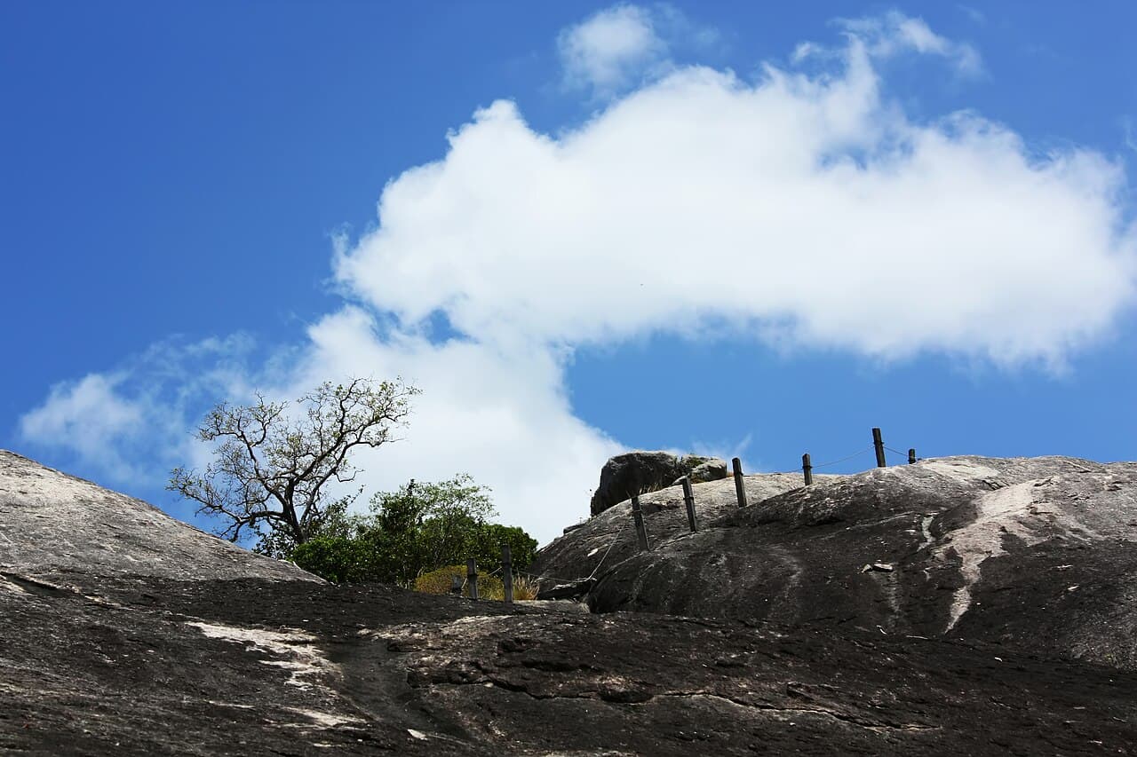 The granite summit rock of the Kudumbigala forest hermitage