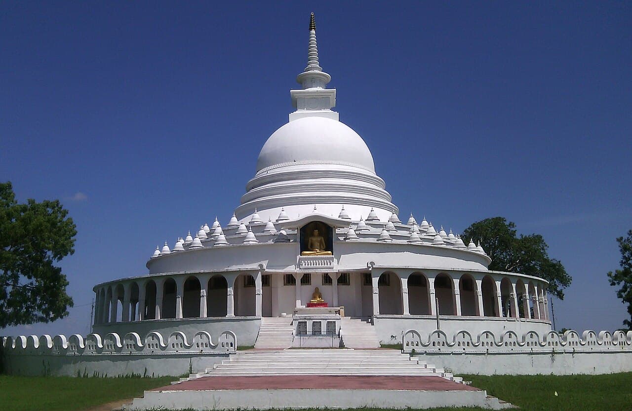 Peace Pagoda in Ampara, a large white stupa near the coast