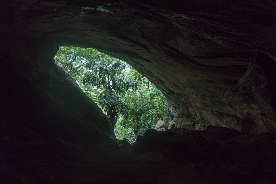 The entrance chamber of Ravana Cave in the hillside above Ella