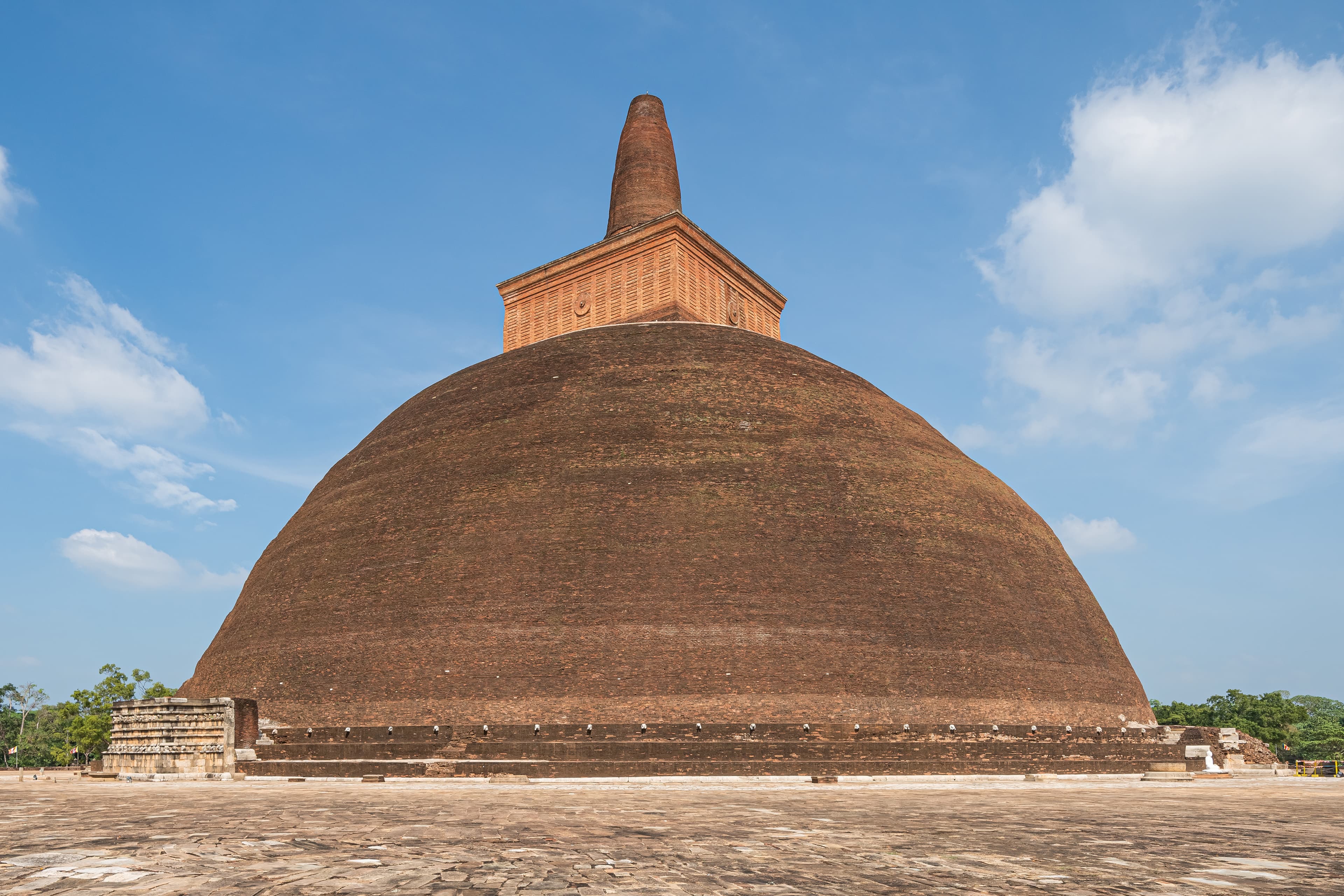 The restored brick dome of the Abhayagiri stupa, Anuradhapura