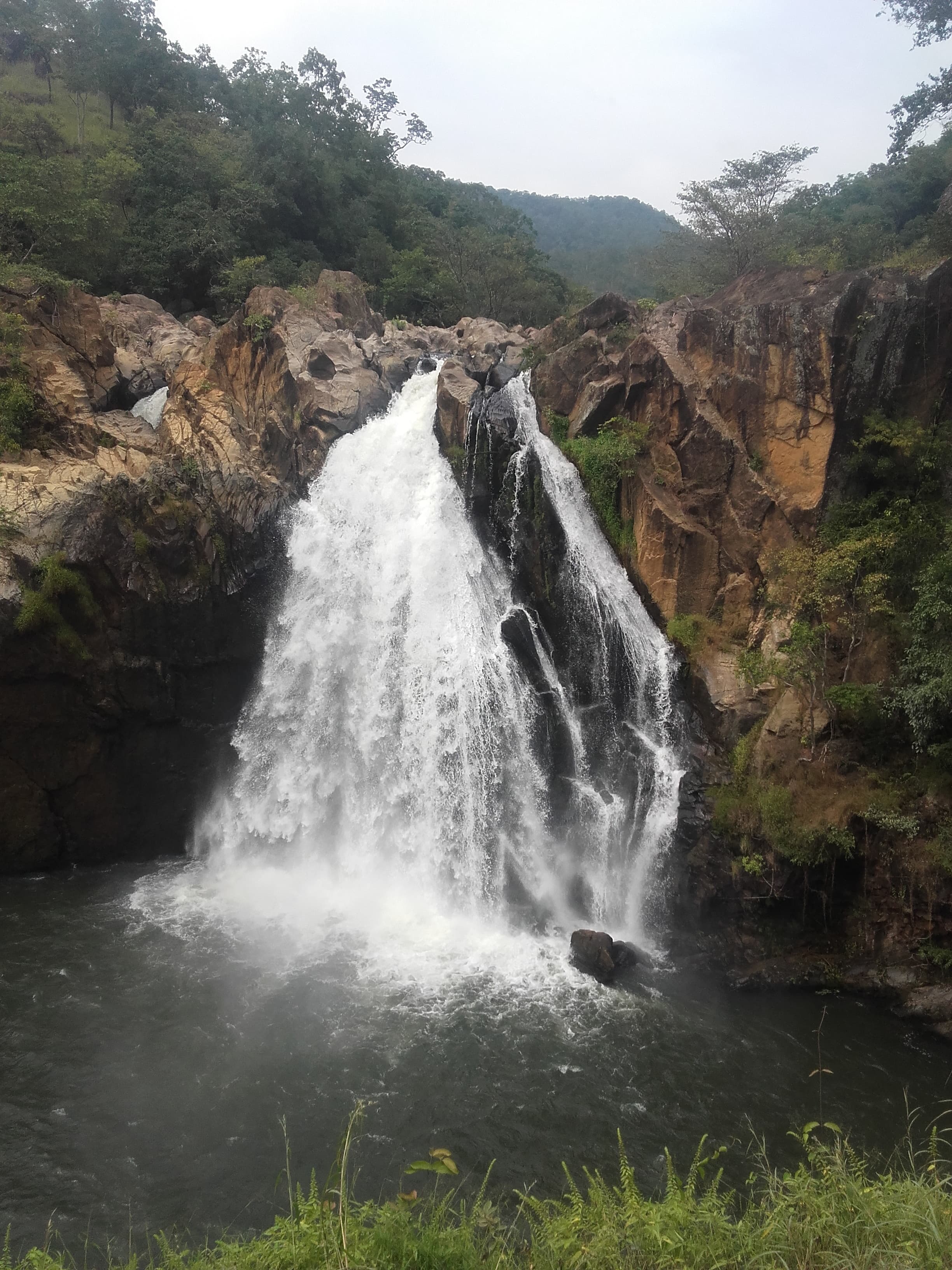 Doovili Ella waterfall cascading through forest cover near Kalthota