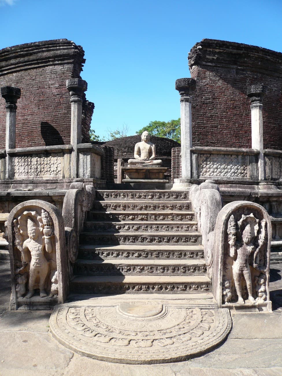 Stone terraces and Buddha statue of the Polonnaruwa Vatadage